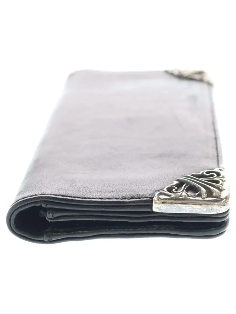 Chrome Hearts Lng Sngl Fld Tips Single Fold Leather Wallet Black